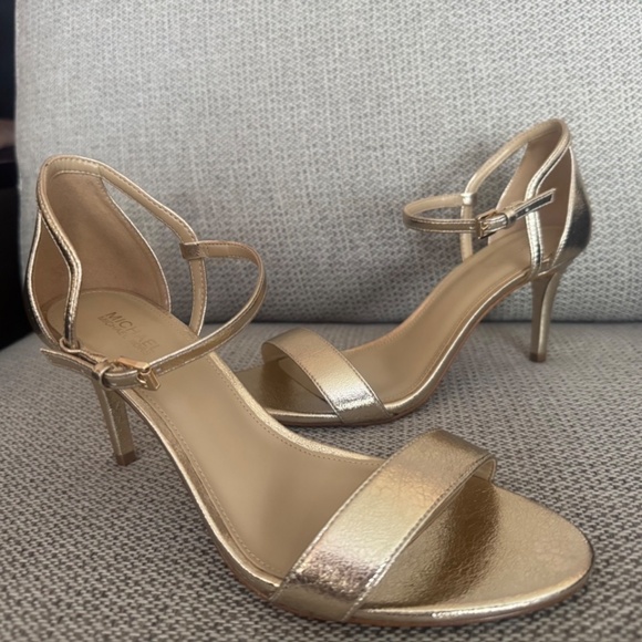 Michael Kors Simone Mid Sandal Pale Gold Shoes Size 8 - Picture 6 of 10